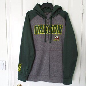 Champion Mens L/S Oregon Ducks Full Zip Gray Green Hoodie Sweatshirt NWOT - L